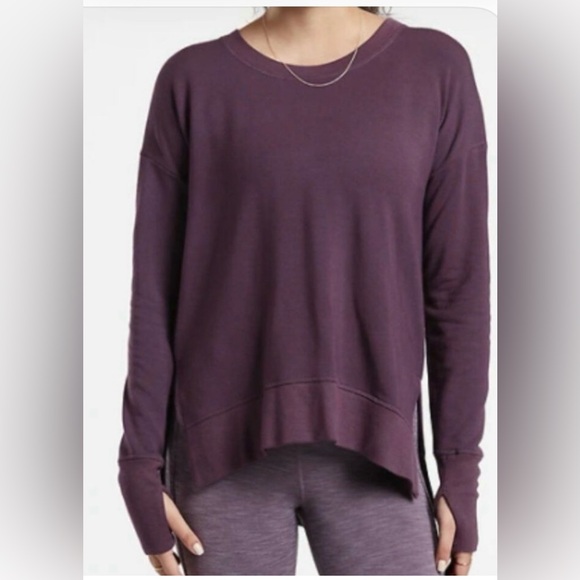 Athleta Sweaters - EUC Athleta Deep Purple Coaster Luxe Sweatshirt With Thumb holes,size Large-tall